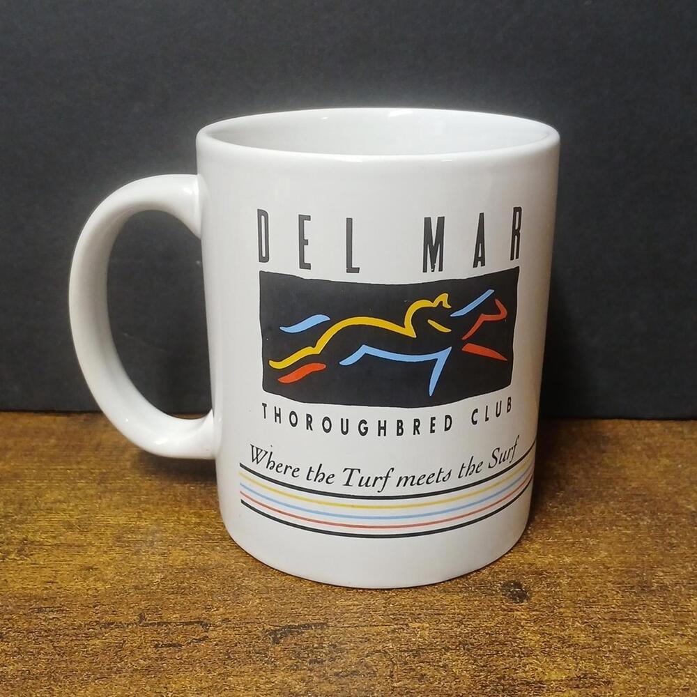 Vintage Del Mar DELMAR Thoroughbred Coffee Tea Mug Where The Turf Meets The Surf